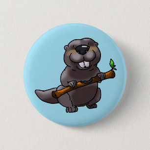 cute beaver cartoon 6 cm round badge