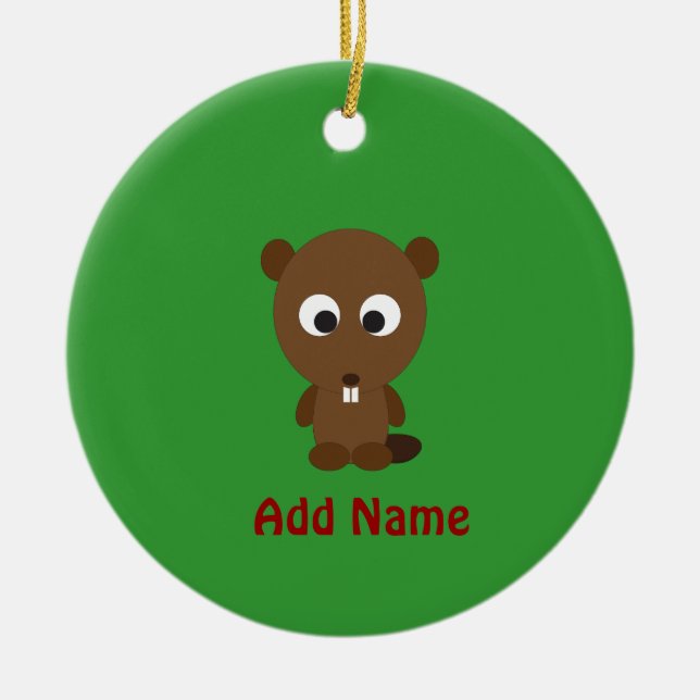Cute Beaver Ceramic Tree Decoration (Front)