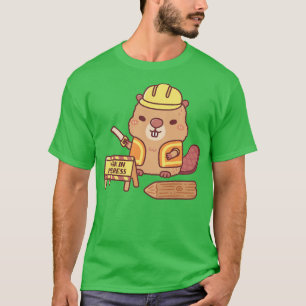 Cute Beaver Construction toon Work In Progress Fun T-Shirt