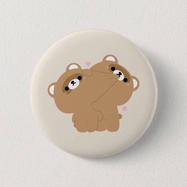 Cute Beaver Couple 6 Cm Round Badge (Front)