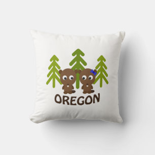 Cute Beaver Couple Oregon Cushion