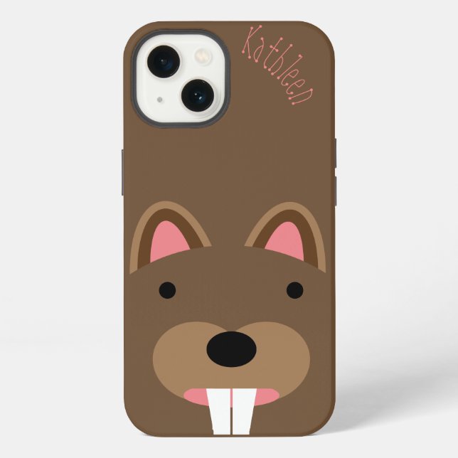 Cute Beaver Face Customisable iPhone Case (Back)