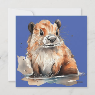 Cute beaver Flat Card