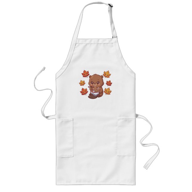 Cute Beaver Long Apron (Front)