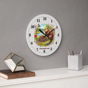Cute beaver lovers add text large clock