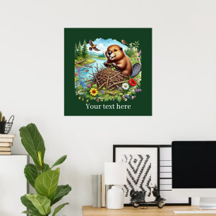 Cute beaver lovers customisable poster