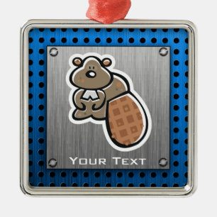 Cute Beaver; Metal-look Metal Tree Decoration