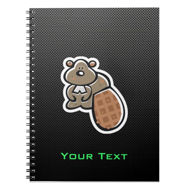 Cute Beaver; Sleek Spiral Notebook (Front)