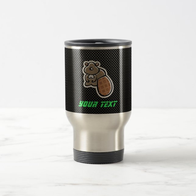Cute Beaver; Sleek Travel Mug (Center)
