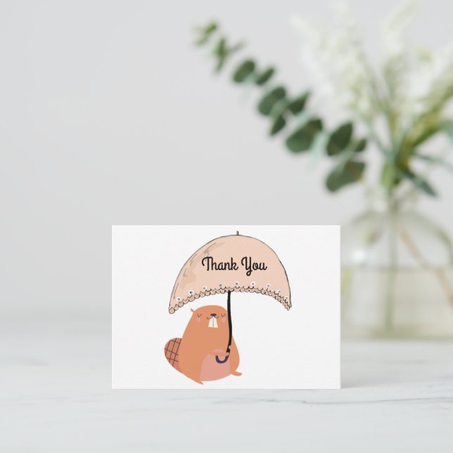 Cute Beaver Thank You Card (Standing Front)