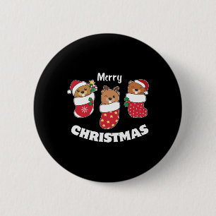 Cute Beavers In Christmas Stockings For Christmas  6 Cm Round Badge
