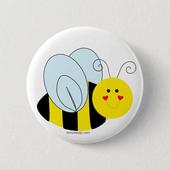 Cute Bee 6 Cm Round Badge (Front)