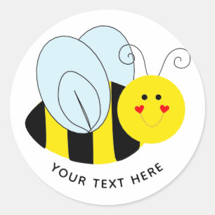 Cute Bee Add Text Classic Round Sticker