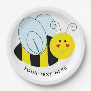 Cute Bee Add Text Paper Plate