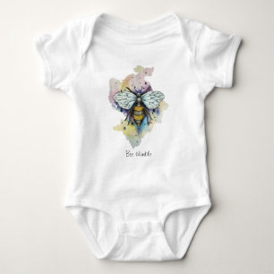 Cute Bee And Rainbow Wash Baby Bodysuit
