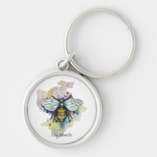 Cute Bee And Rainbow Wash Key Ring