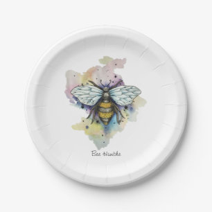 Cute Bee And Rainbow Wash Paper Plate