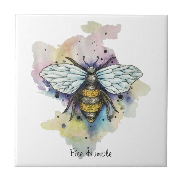 Cute Bee And Rainbow Wash Tile (Front)