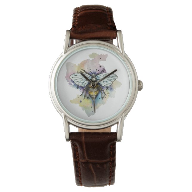 Cute Bee And Rainbow Wash Watch (Front)