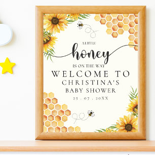 Cute Bee and Sunflower Baby shower Poster