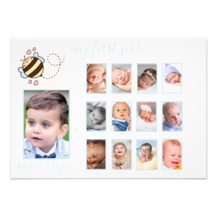 Cute Bee Baby Boy My First Year Photo Wall Decor 