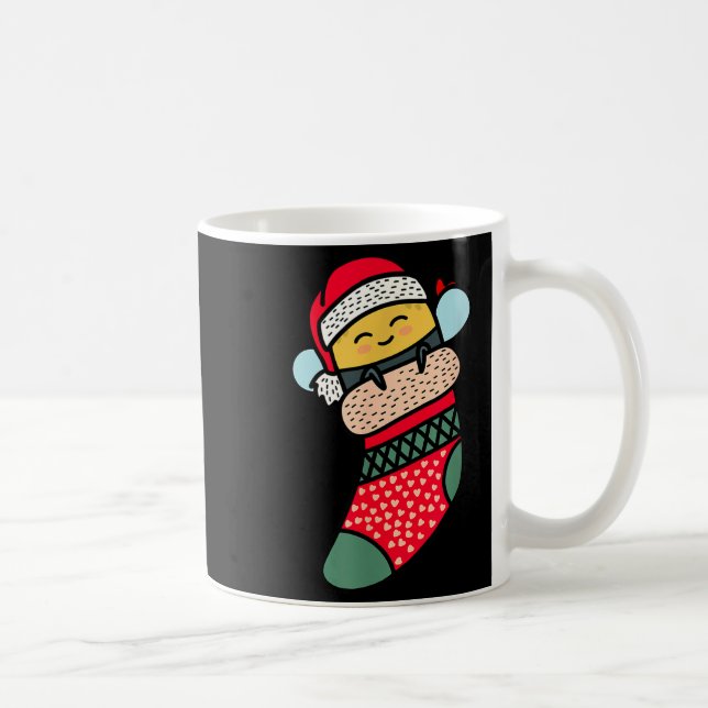 Cute Bee Baby Bumblebee In Christmas Sock Xmas Paj Coffee Mug (Right)