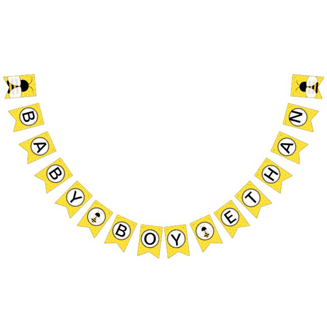 Cute Bee Baby Shower Bunting Flag for Baby Boy (All)
