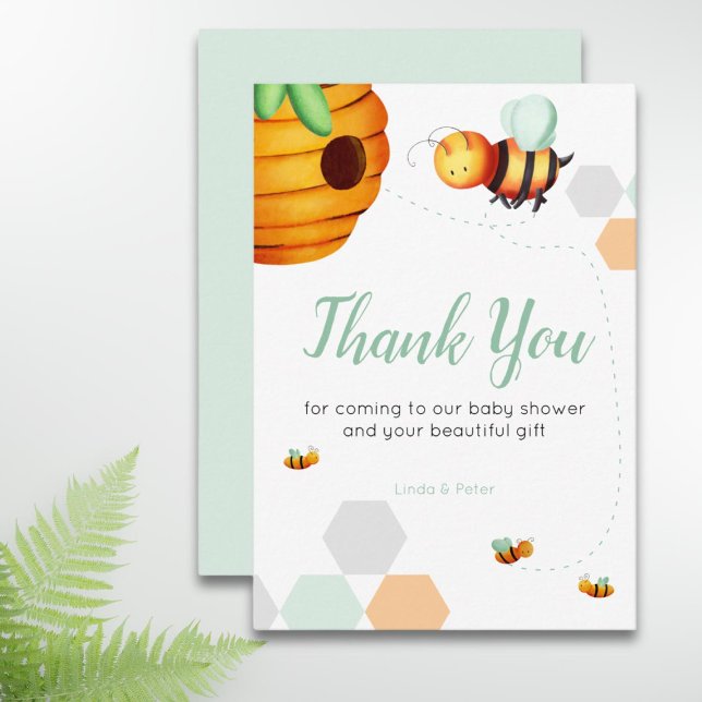 Cute Bee Baby Shower  Thank You Card (Creator Uploaded)