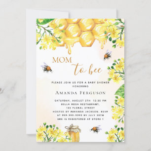 Cute Bee Baby shower yellow florals mum to bee Invitation