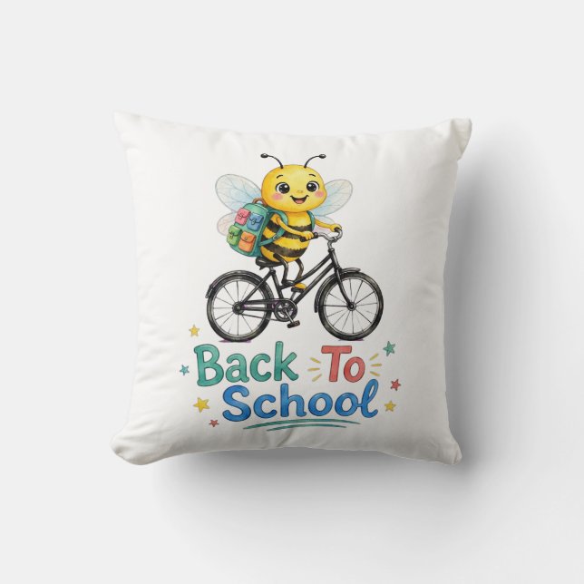 Cute Bee Back To Schoo Cushion (Front)