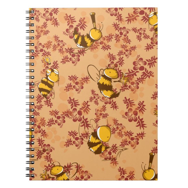 Cute bee background pattern notebook (Front)