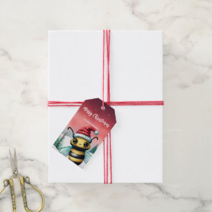 Cute Bee Bear Santa Christmas party Snow kids Gift Tags