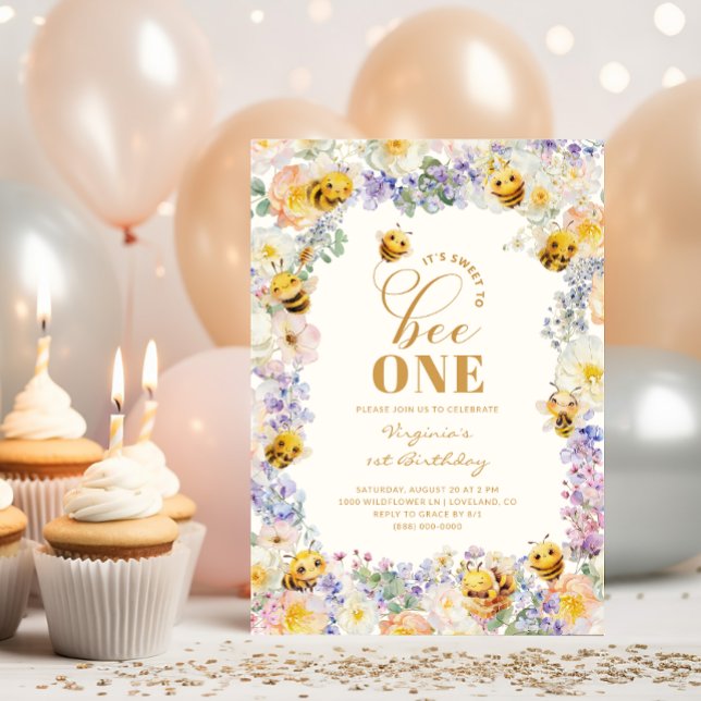 Cute Bee Birthday Invitation (Cute Bee Birthday Invitation
)