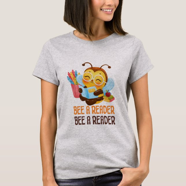 Cute Bee Book Lover T-Shirt  (Front)