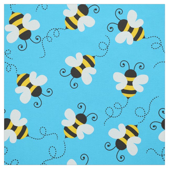 Cute bee / bumblebee pattern fabric. fabric (Swatch)