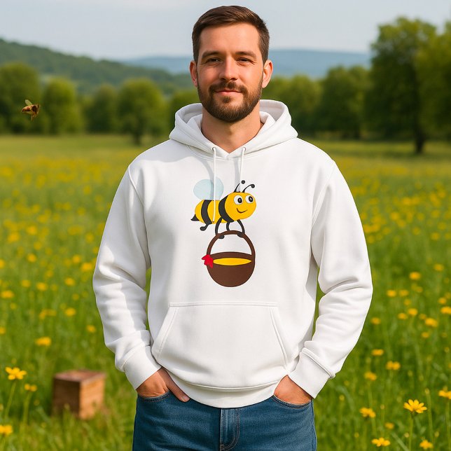 Cute Bee Carrying Honey Pot with Flower Hoodie (Creator Uploaded)