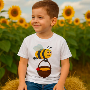 Cute Bee Carrying Honey Pot with Flower T-Shirt