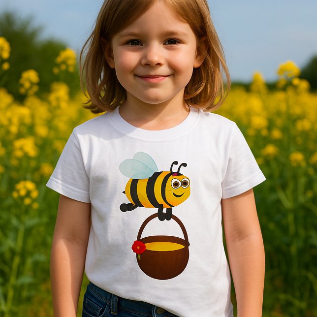 Cute Bee Carrying Honey Pot with Flower T-Shirt (Creator Uploaded)