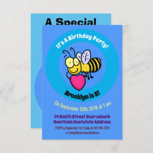 Cute bee cartoon invitation