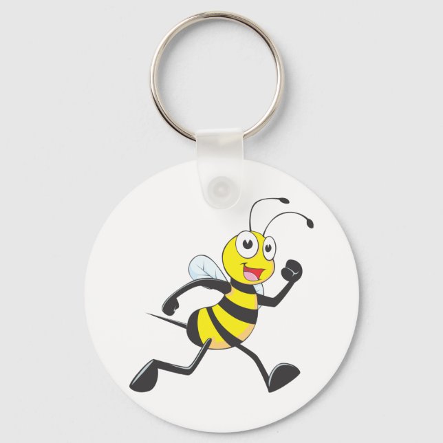 Cute Bee Cartoon Running Jogging Walking Shirt Key Ring (Front)