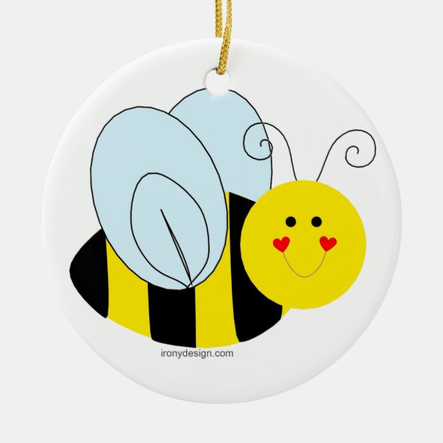 Cute Bee Ceramic Tree Decoration (Front)