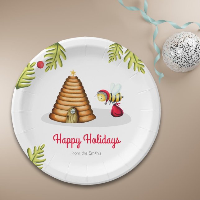 Cute Bee Christmas Paper Plate (Creator Uploaded)