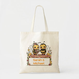 Cute Bee Couple Personalised Wedding Gift Tote Bag