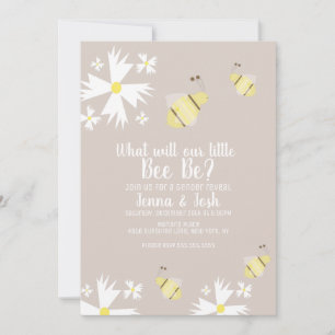 Cute Bee Daisy Floral Gender Reveal  Card