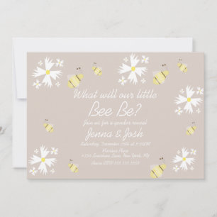 Cute Bee Daisy Floral Gender Reveal Earthy Tones Card