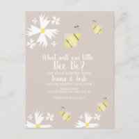 Cute Bee Daisy Floral Gender Reveal Postcard