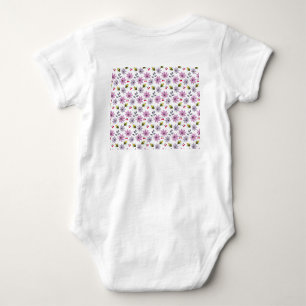 Cute Bee Floral Pattern Cottagecore Aesthetic Pink Baby Bodysuit