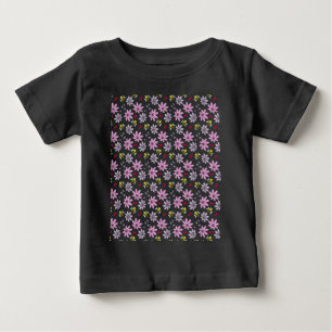 Cute Bee Floral Pattern Cottagecore Aesthetic Pink Baby T-Shirt
