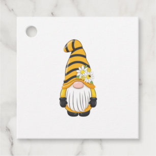 Cute Bee Gnome With Flowers Favour Tags