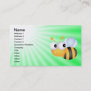 Cute Bee; Green Business Card